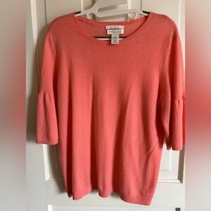 Nordstrom Coral Pink Crewneck 3/4 Sleeve Sweater
